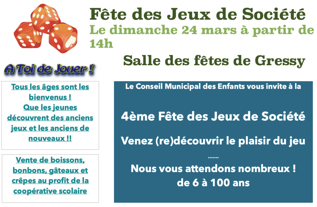 Fête des jeux de société @ Salle des fêtes de Gressy